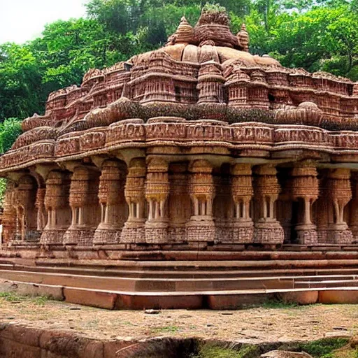 Image similar to an ancient indian temple made of mushroom