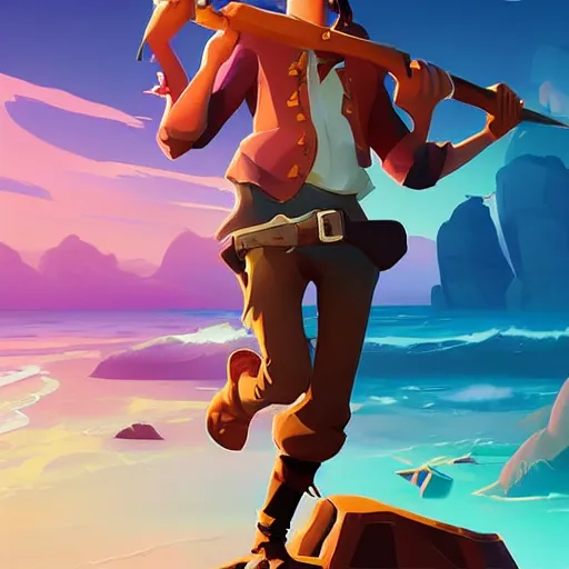 Image similar to painting treasure on sea of thieves game smooth median photoshop filter cutout vector, behance hd by jesper ejsing, by rhads, makoto shinkai and lois van baarle, ilya kuvshinov, rossdraws global illumination