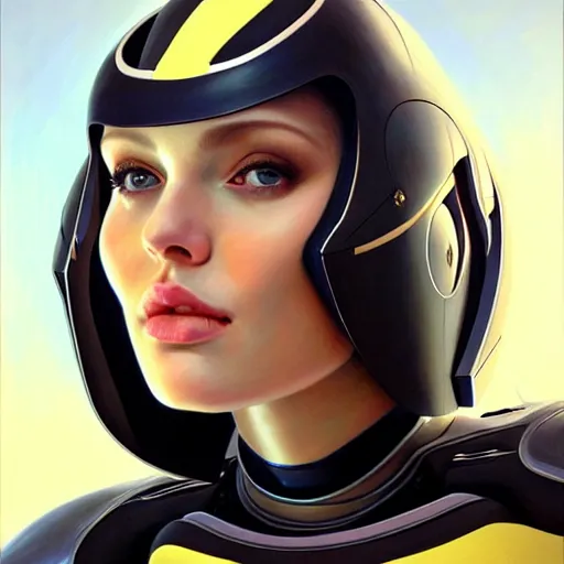 Image similar to portrait of very beautiful woman with a large obvious scar across her cheek and lips, very very beautiful, wearing futurist spacesuit space armor, Alexandria's genesis, chin-length hair, bored, illustration, soft lighting, soft details, hyper realism, high detailed, painting oil on canvas by mark arian by artgerm, trending on artstation, 4k, 8k, HD