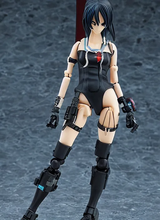 Prompt: Girl in cyberpunk style, portrait of the action figure of a girl, with bare legs，in the style of Kotobukiya ，anime figure