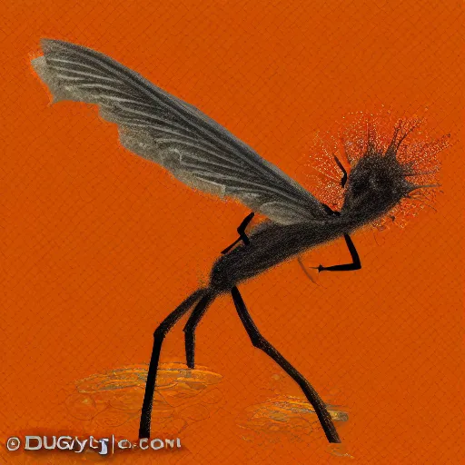 Image similar to a average tangerine colored ostrich midge in the deep sea, digital art