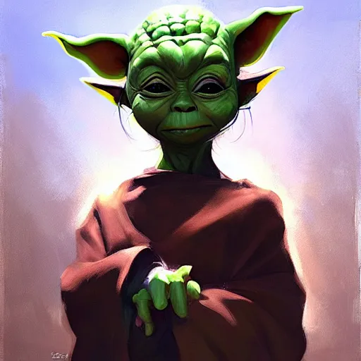 Image similar to greg manchess portrait painting of grogu aka baby - yoda as overwatch character, medium shot, asymmetrical, profile picture, organic painting, sunny day, matte painting, bold shapes, hard edges, street art, trending on artstation, by huang guangjian and gil elvgren and sachin teng