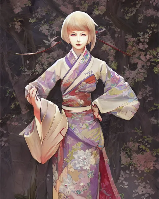 Image similar to A full-body anime portrait of Ssunbiki as a beautiful woman wearing a kimono from Skyrim, by Stanley Artgerm Lau, WLOP, Rossdraws, James Jean, Andrei Riabovitchevy, Marc Simonetti, and Sakimichan, trending on artstation