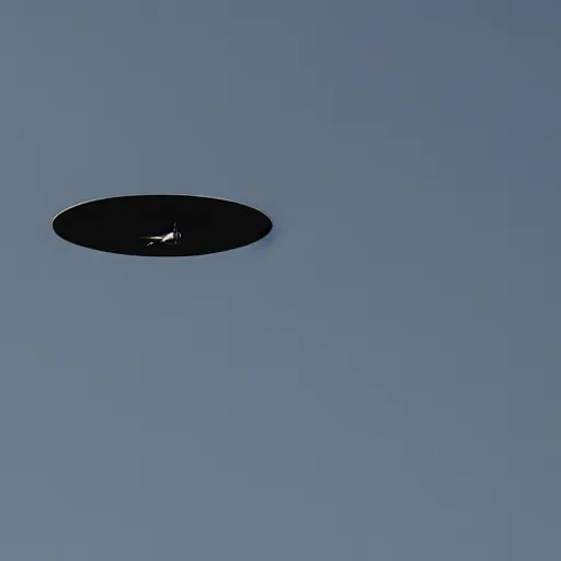 Prompt: Black square spaceship flying in the daytime sky UFO