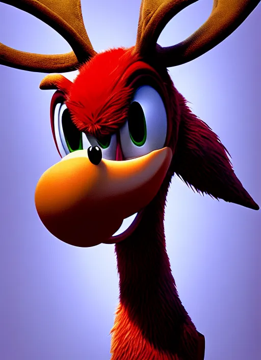 Prompt: highly detailed closeup of a wacky moose character, from sonic the hedgehog, sonic video game series by greg rutkowski, character concept art