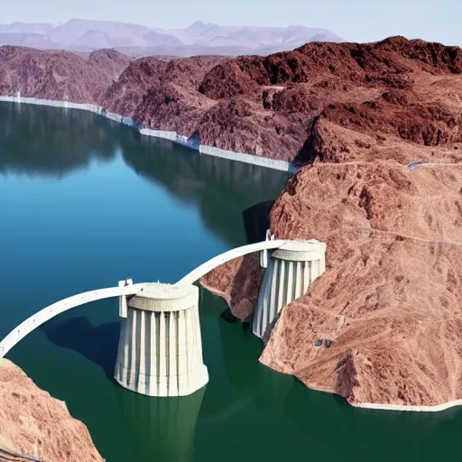 Image similar to photorealistic depiction of the hoover dam with no water during the apocolypse, 4 k,