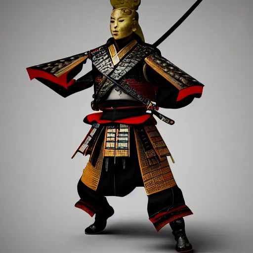 Image similar to Japanese Ersnt Junger wearing Samurai armor, realistic, photo studio, HDR, 8k, trending on artstation