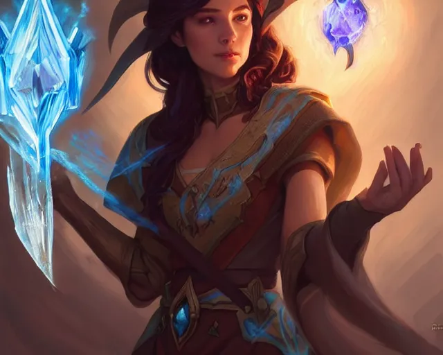 Image similar to mage casting ice bolt, deep focus, d & d, fantasy, intricate, elegant, highly detailed, digital painting, artstation, concept art, matte, sharp focus, illustration, hearthstone, art by artgerm and greg rutkowski and alphonse mucha