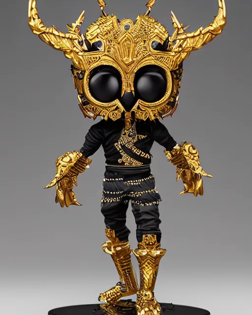 Prompt: Highly detailed Funko pop of Joko in black gold intricate and ornate armor, unreal engine, fantasy art by Greg Rutkowski, Loish, Rhads, Makoto Shinkai and Lois van baarle, ilya kuvshinov, rossdraws global illumination, radiant light, detailed and intricate environment