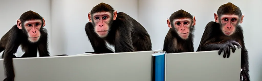 Image similar to monkeys as employees in the cubical offices