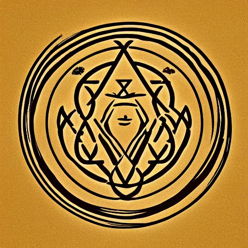 Image similar to a minimalist contemporary logo of a Visionary Urban Shaman Lightworker Alchemist Druid, Mystery, Love, wholeness, rooted lineage, web of life, open eye freedom