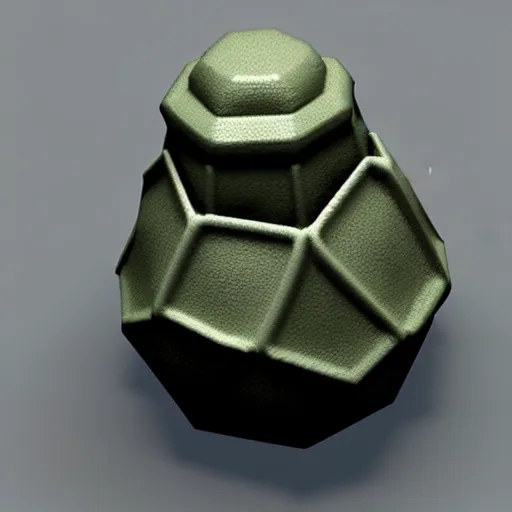 Image similar to isometric 3 d hand grenade, low poly, soft render, handpaint texture, blender, 3 dcoat