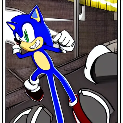 Prompt: Sonic in black suit