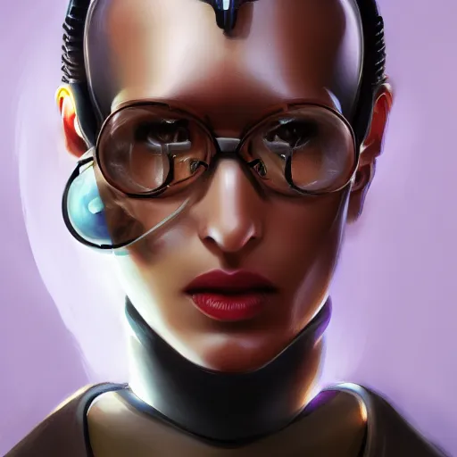 Prompt: portrait of cyborg scientist by jama jurabaev, extremely detailed, trending on artstation, high quality, brush stroke