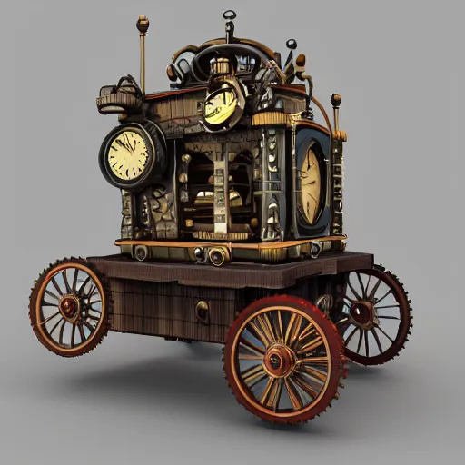 Image similar to steampunk time machine, cinema4d