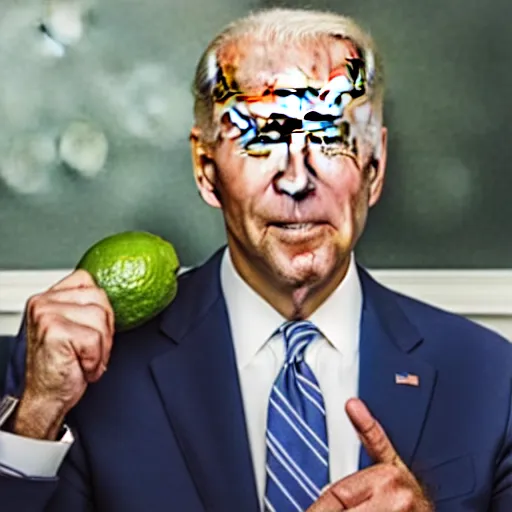 Prompt: Joe Biden eating lime n10