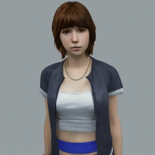 Image similar to 3D render of Max Caulfield posing as a League of Legends champion