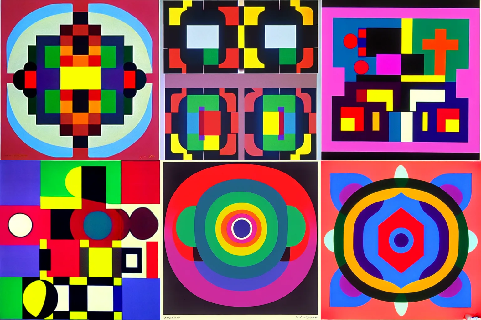 Prompt: best artwork from Victor Vasarely and Wassily Kandinsky collaboration project, 1980