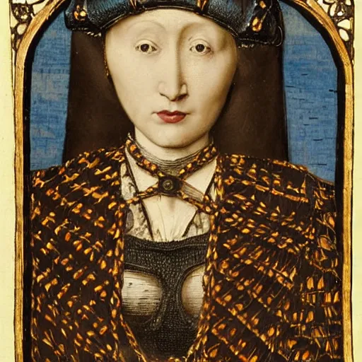 Image similar to portrait of a woman!!!! knight!!, 15th century!! gothic!!!!! medieval cathedral behind her-H 768