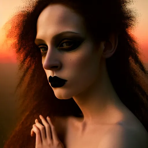 Prompt: photographic portrait of a stunningly beautiful goth renaissance female in soft dreamy light at sunset, contemporary fashion shoot, by edward robert hughes, annie leibovitz and steve mccurry, david lazar, jimmy nelsson, breathtaking, 8 k resolution, extremely detailed, beautiful, establishing shot, artistic, hyperrealistic, beautiful face, octane render