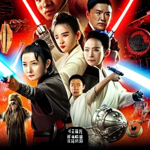 Prompt: screenshot from a chinese star wars movie