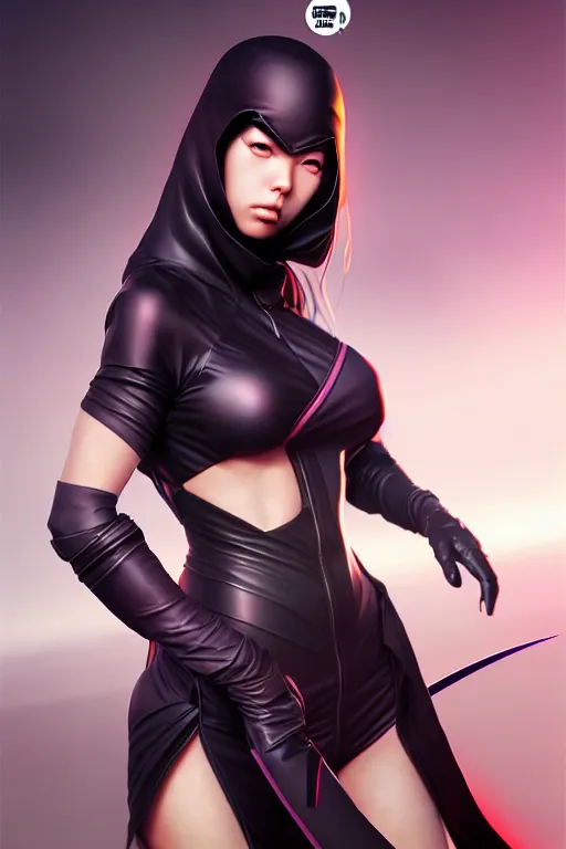 Prompt: Photorealistic hyperrealism woman in ninja outfit by Artgerm and WLOP, Pixiv