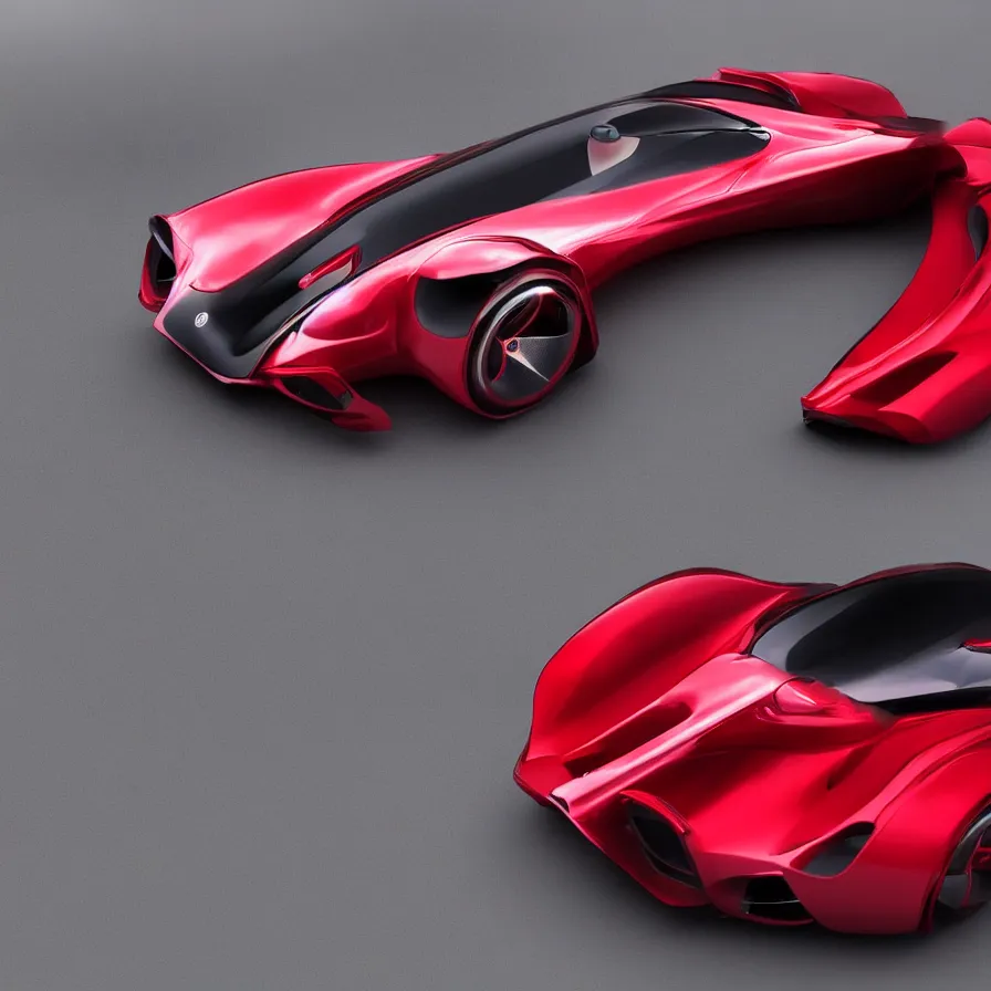 Image similar to exotic finality red fluid futuristic sportscar race designed by lotus pininfarina and vw design, circa 1 0, 0 0 0 hdr, photorealistic, volumetric lighting, 8 k, bokeh