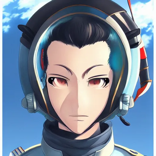 Image similar to portrait of fighter pilot mozart, anime fantasy illustration by tomoyuki yamasaki, kyoto studio, madhouse, ufotable, trending on artstation