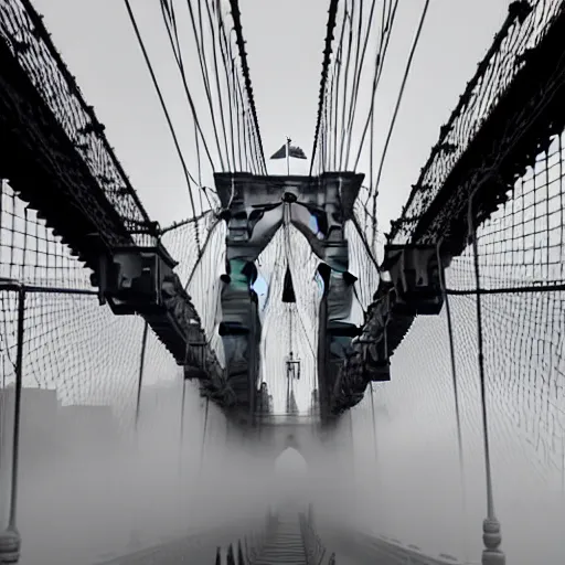 Image similar to brooklyn bridge in mist and fog