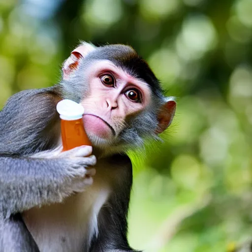 Prompt: monkey drinking capri-sun,