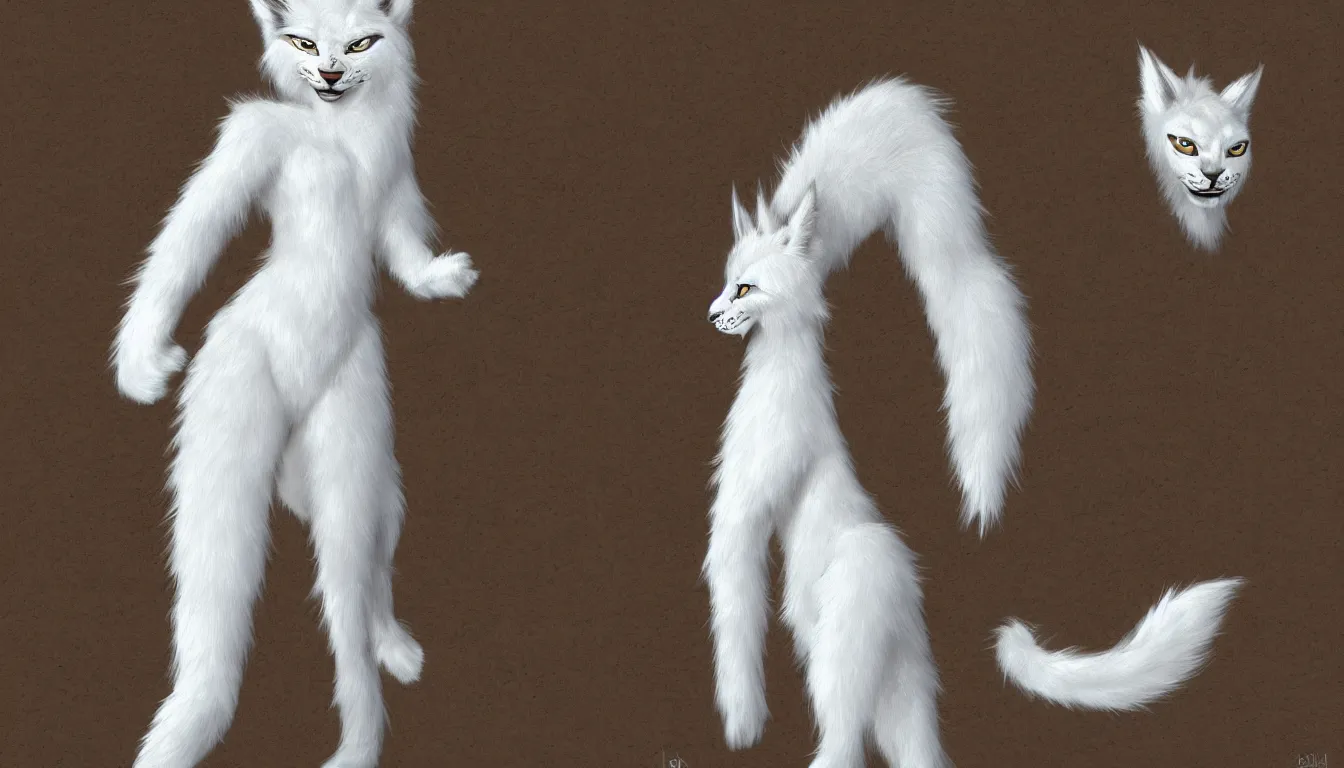 Image similar to white anthropomorphic lynx, furry art