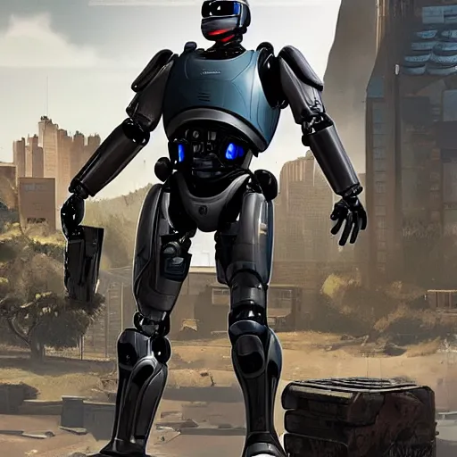 Image similar to robocop 1 9 8 4 as apex legends character