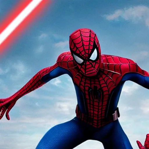 Prompt: a film still of spiderman in star wars realistic, detailed