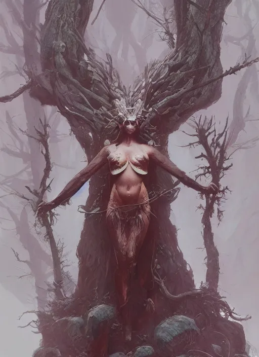 Image similar to A goddess of the forest, trending on Artstation, Greg Rutkowski, Wayne Barlowe