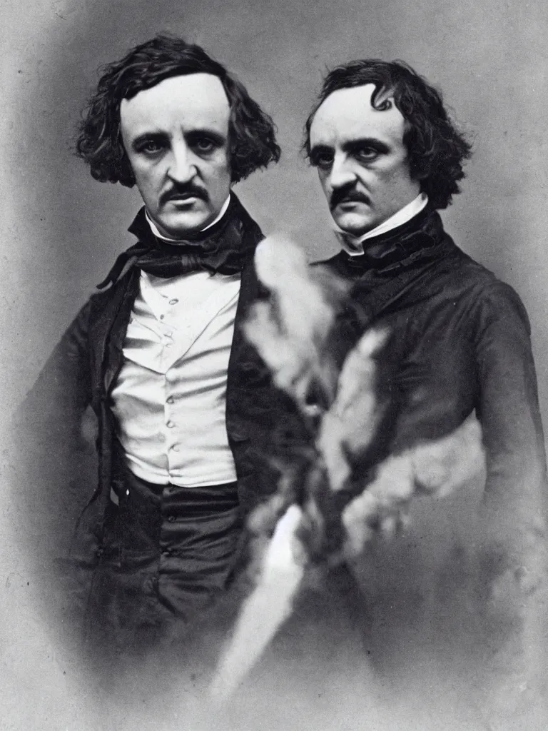Prompt: Edgar Allan Poe as Gigachad, photography, black and white