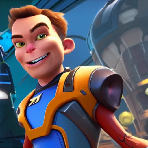Prompt: portrait of elon musk as ratchet in ratchet and clank, in game graphic, ps 5 gameplay, screenshot, high quality