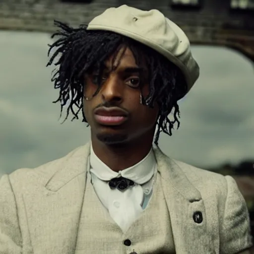 Image similar to playboi carti in peaky blinders 4 k the detailed super realistic