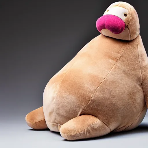 Image similar to a walrus plush. beautifully made, detailed, cute, soft. high quality, studio lighting, product image