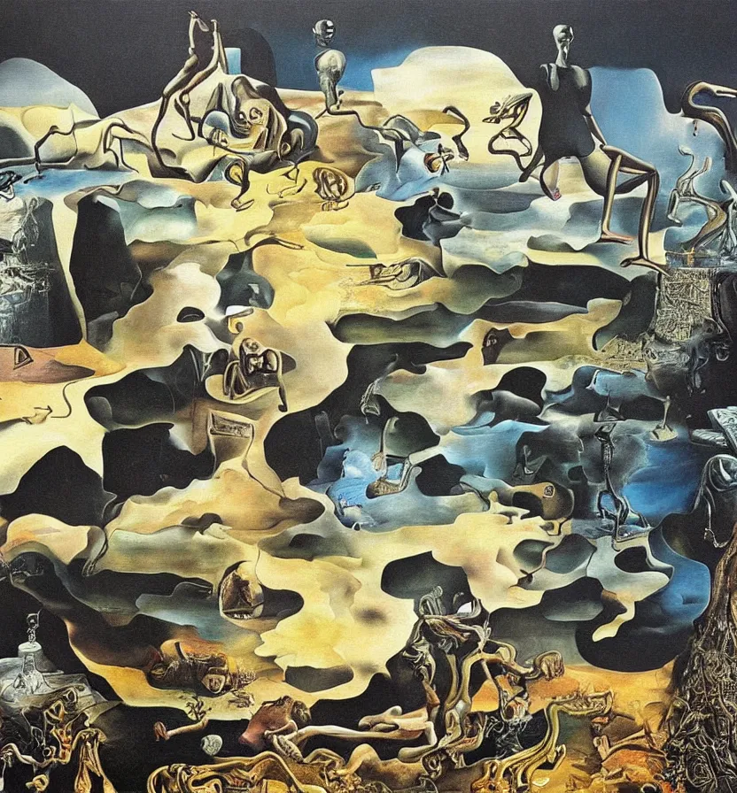 Image similar to the world between death and life, surrealistic extremely detailed painting, by damien gilley and salvador dali