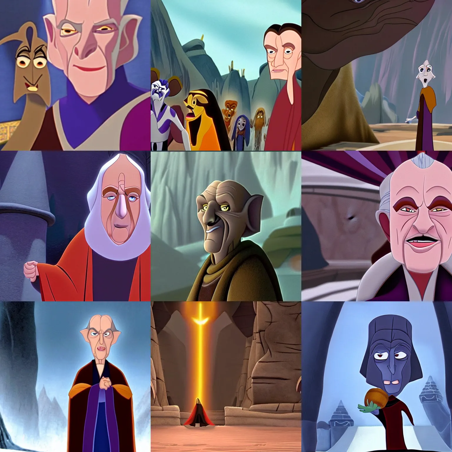 Prompt: cinematic still of emperor palpatine in disney's the emperor's new groove ( 2 0 0 0 )