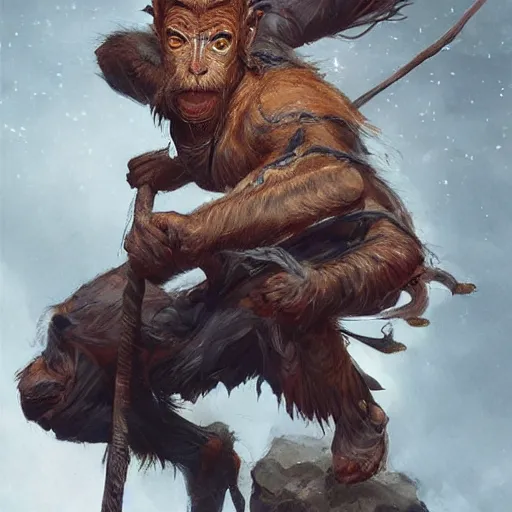 Image similar to a beautfiul award winning commission portrait of a wukong,digital art,art by greg rutkowski,character design by charles bowater,photorealistic,ross tran,hyperdetailed,detailed face,fascinating,2021,western comic style