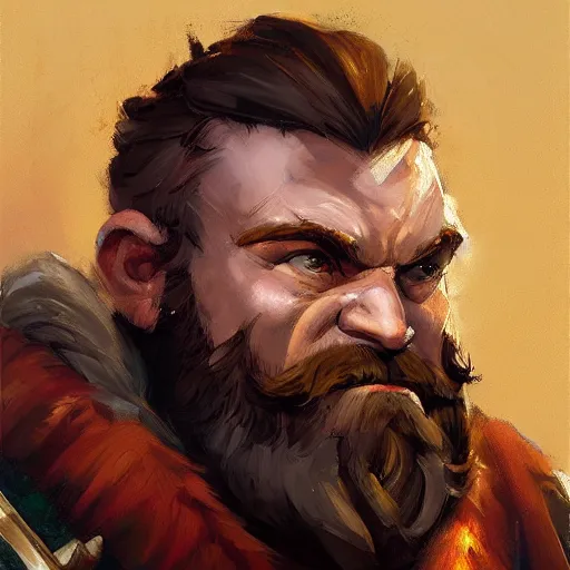 Image similar to greg manchess portrait painting of gimli as dota 2 character, medium shot, asymmetrical, profile picture, organic painting, sunny day, matte painting, bold shapes, hard edges, street art, trending on artstation, by huang guangjian and gil elvgren and sachin teng