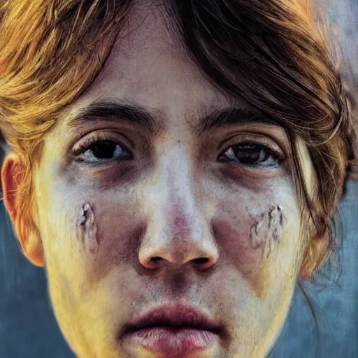 Image similar to high quality, high detail, expressive portrait by juan francisco casas, hd, beautiful faces, deep love in the eyes, photorealistic lighting