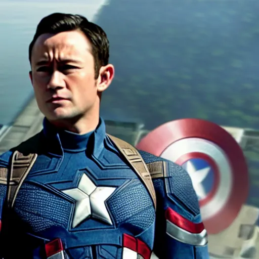 Prompt: film still of Joseph Gordon Levitt as captain America in new avengers film, 4k