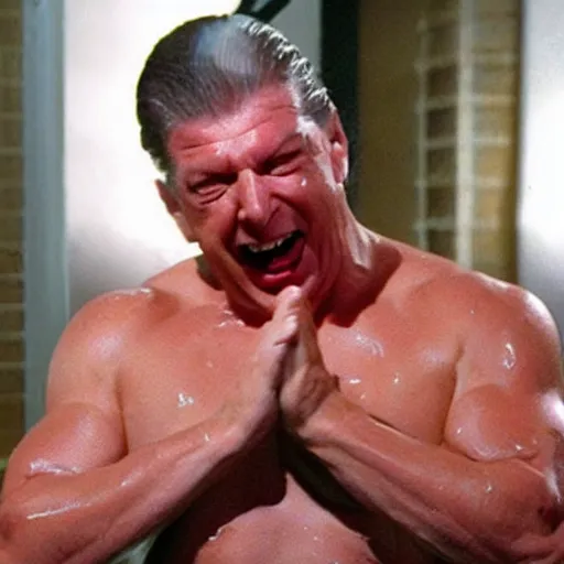 Prompt: vince mcmahon showering