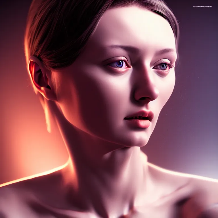 Image similar to hyperrealism photography computer simulation visualisation of parallel universe cgi dramatic scene with beautiful highly detailed ukrainian woman by caravaggio wearing neofuturistic neural interface by josan gonzalez. volumetric natural light - s 1 5 0