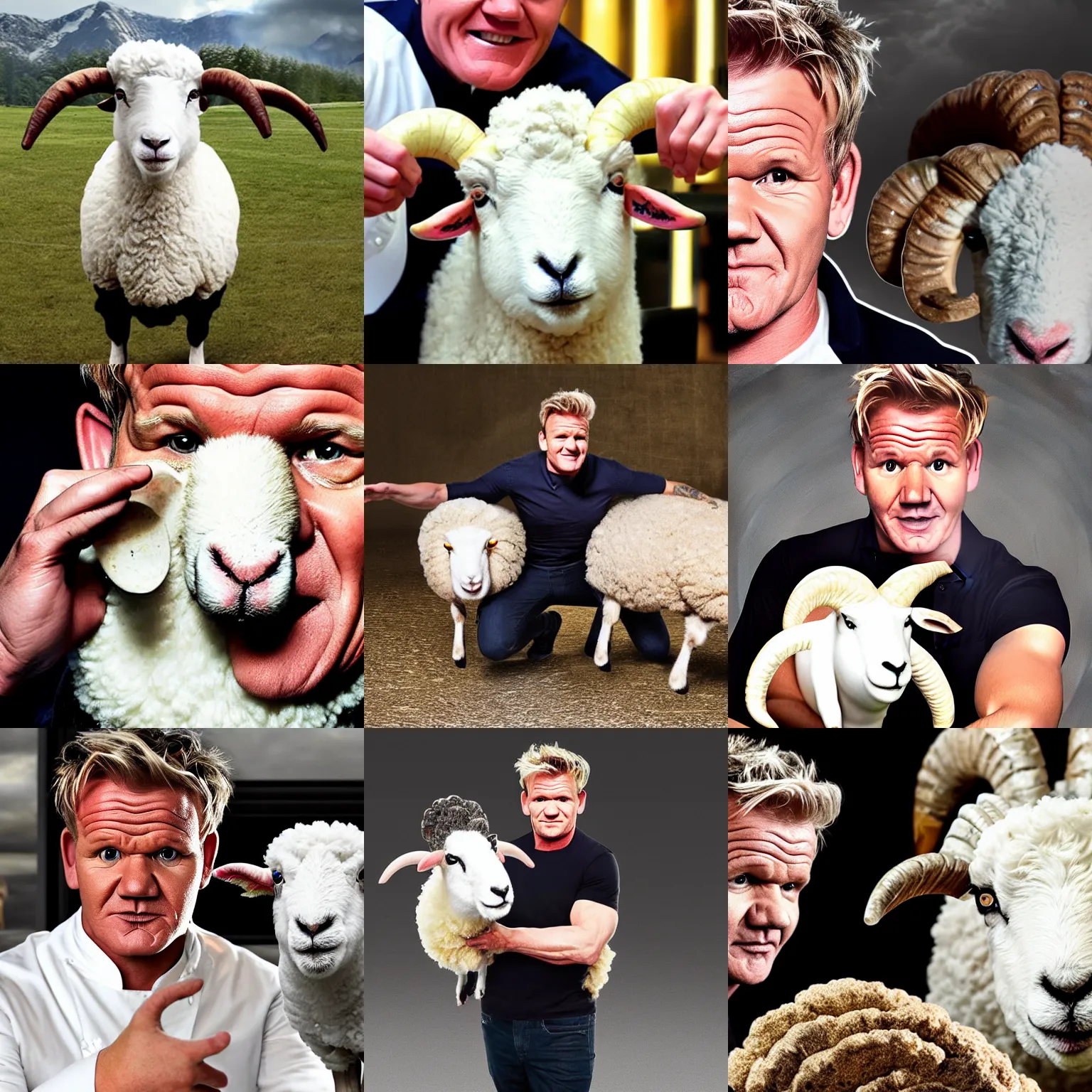 Prompt: gordon ramsay as a ram sheep