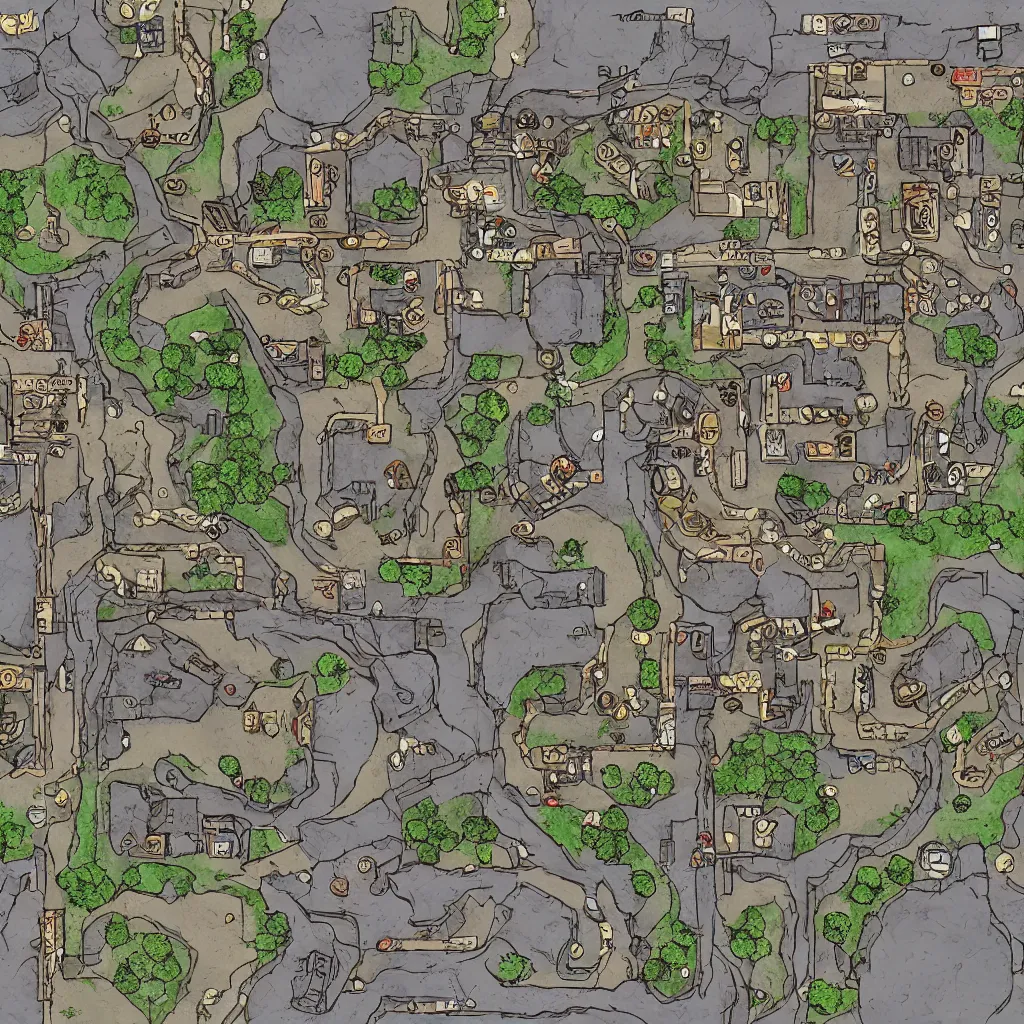 Prompt: City Street D&D RPG Battlemap
