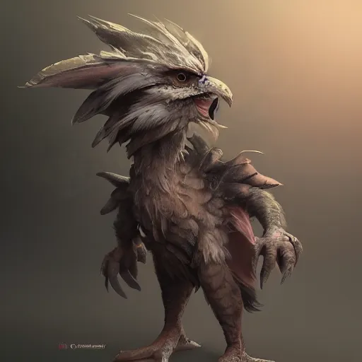 Image similar to a DND small feathery monster, made by Stanley Artgerm Lau, WLOP, Rossdraws, ArtStation, CGSociety, concept art, cgsociety, octane render, trending on artstation, artstationHD, artstationHQ, unreal engine, 4k, 8k,