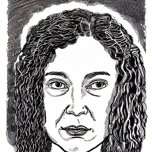 Prompt: a portrait illustration of Juliet Lewis drawn by ROBERT CRUMB